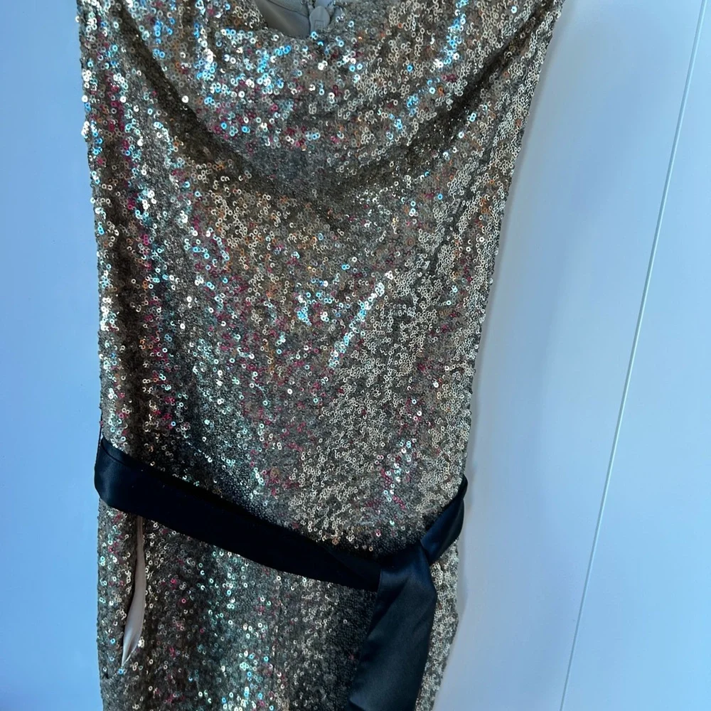 Gold Sequin Strapless Jumpsuit - Picture 14 of 15